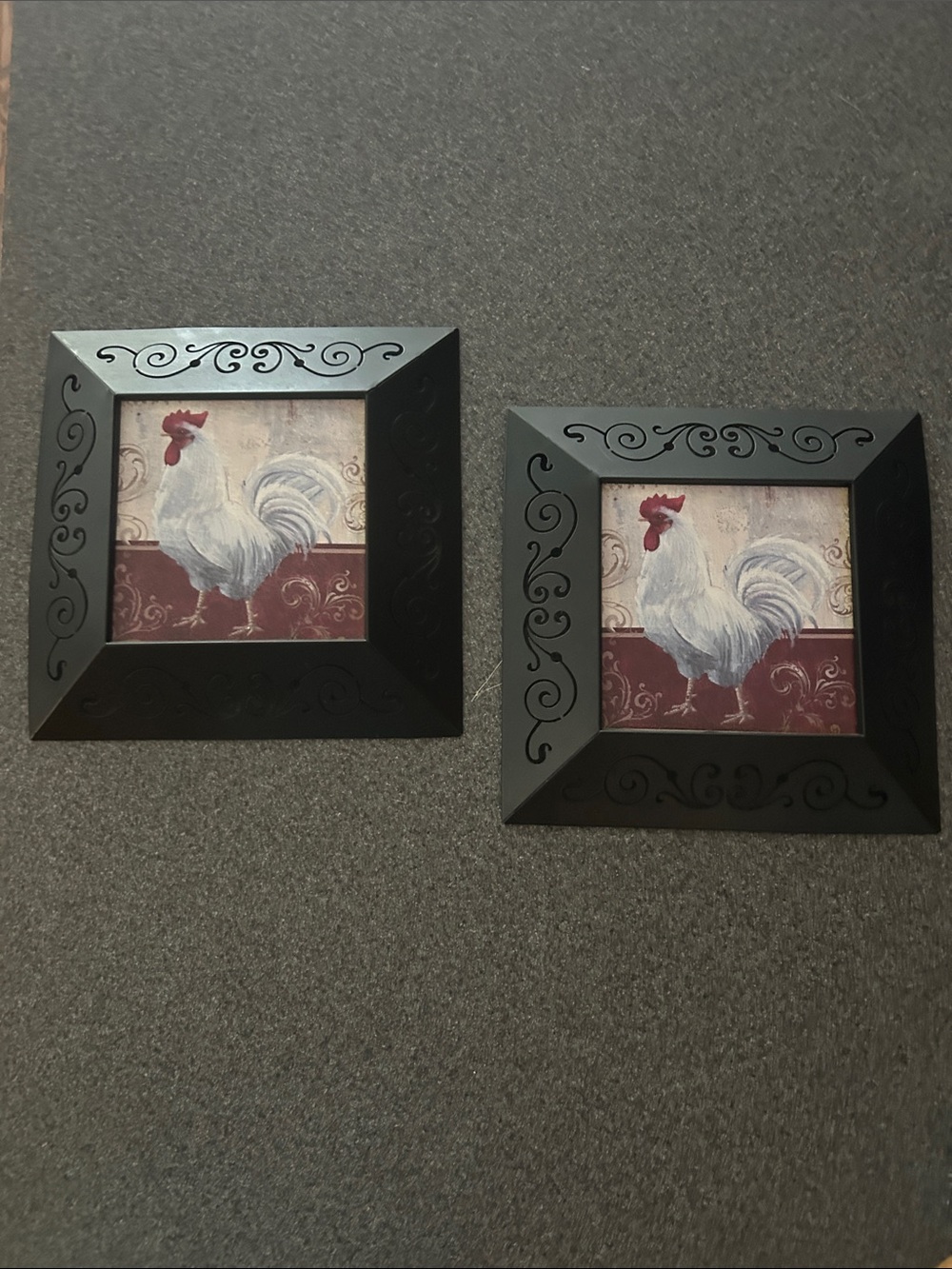 Black Framed Rooster Wall Art Pair - Home Accents